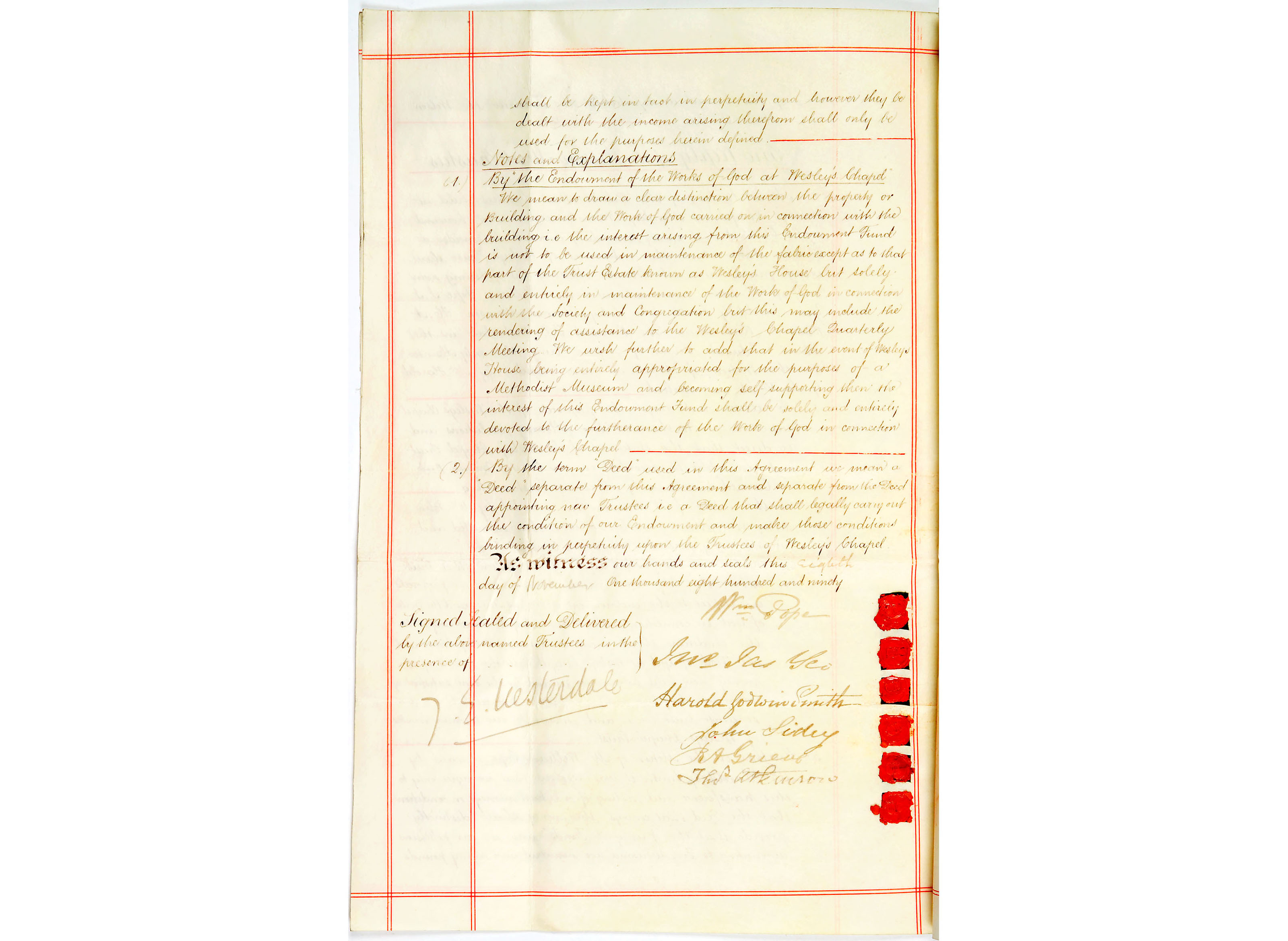 John Wesley House endowment document