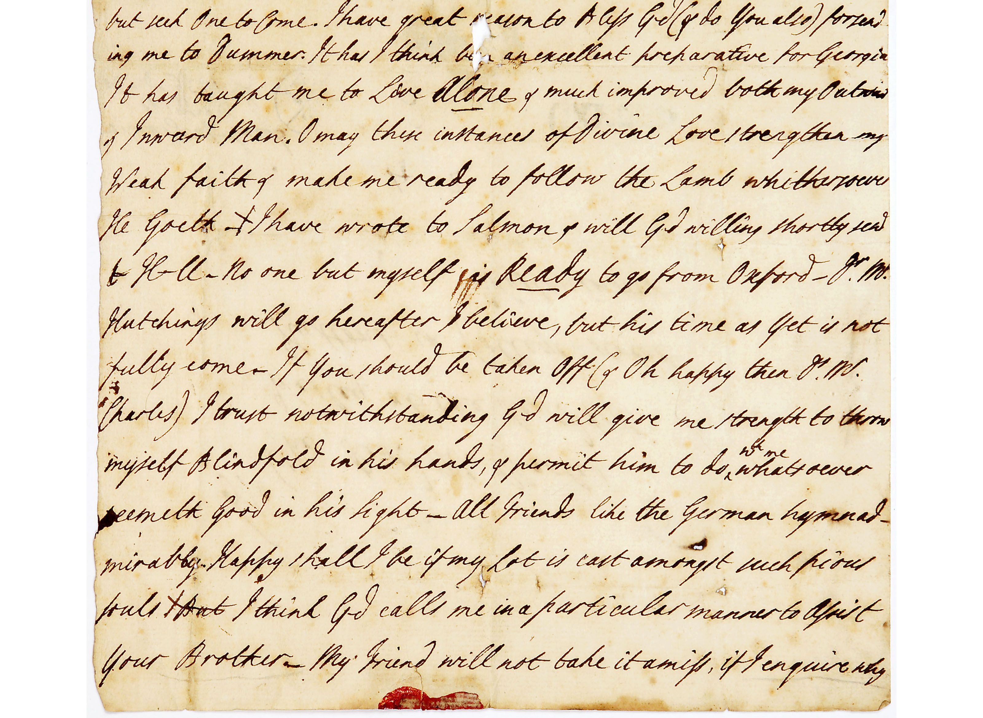 Letter from George Whitfield to Charles Wesley
